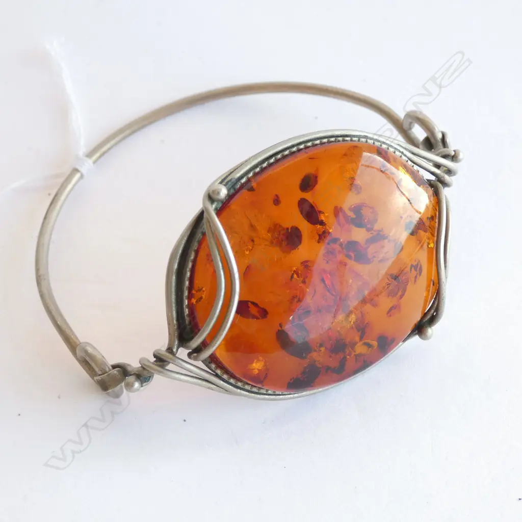 AMBER AND SILVER SCARF HOLDER L. 65MM Image 1++