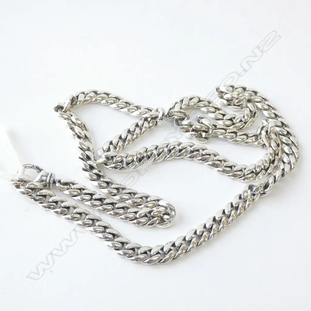 SILVER FLAT CURB LINK NECKLACE 60gms Image 1++