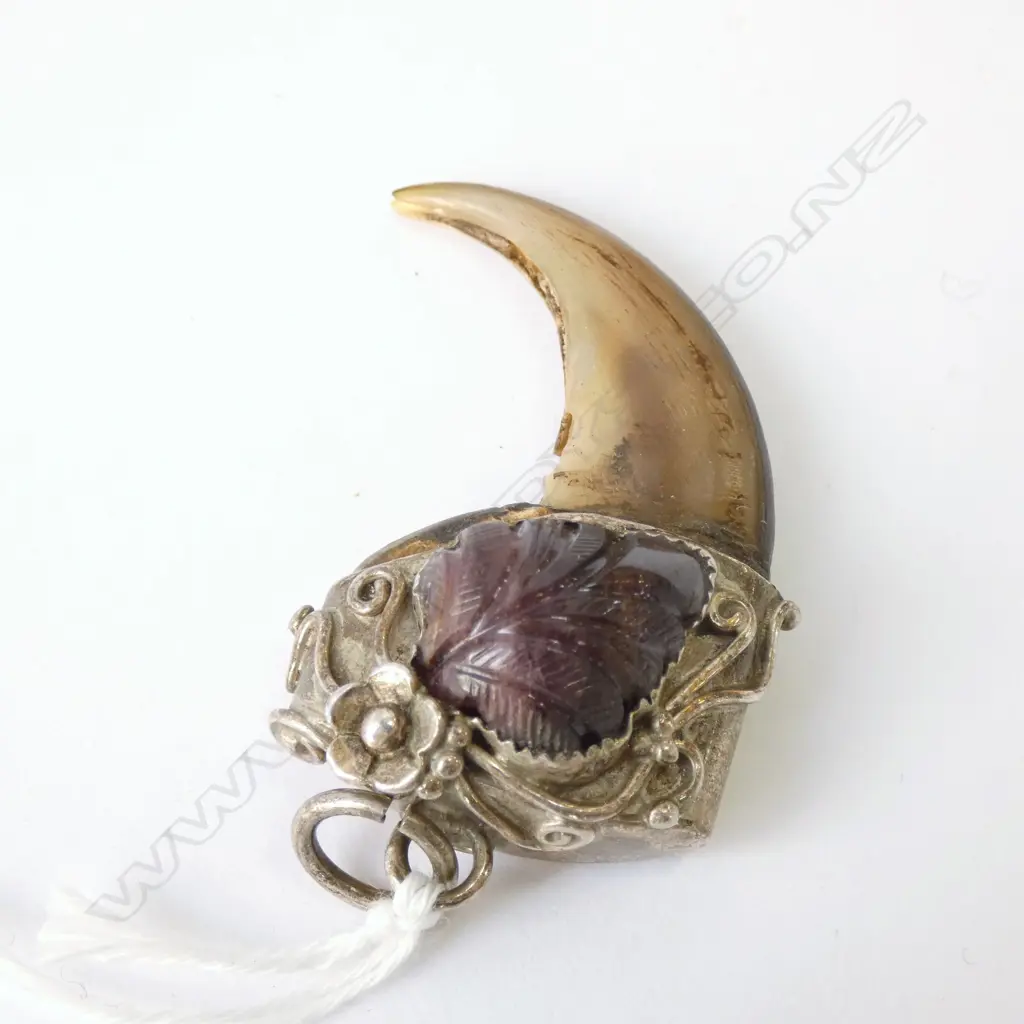 CLAW PENDANT w STERLING SILVER MOUNT AND AMETHYST  Image 1++