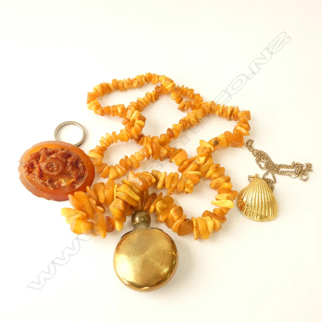 AMBER NECKLACE, STG RING, AMBER BROOCH AF, ETC Image 1++