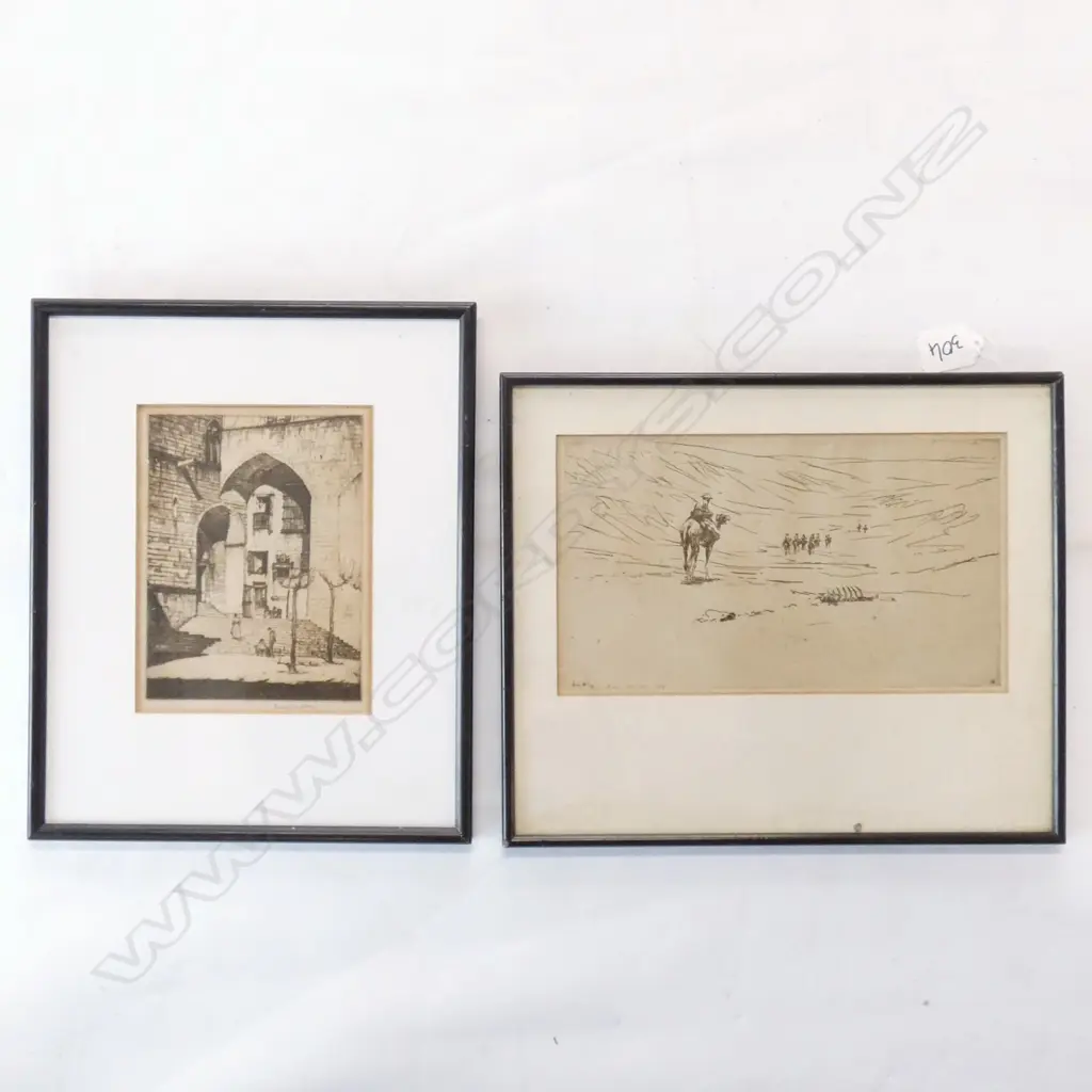 JAMES MCBEY WWI ETCHING & 1 OTHER  Image 1++