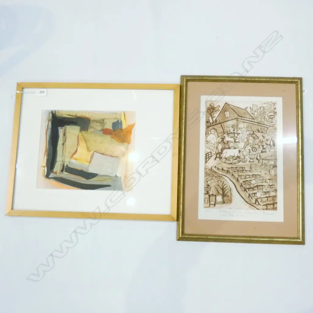 SIGNED PRINT 'ANTIQUES IN THE VINEYARD' 6/25 340 X 220MM + SUSAN DURFEE MIXED MEDIA COLLAGE Image 1++