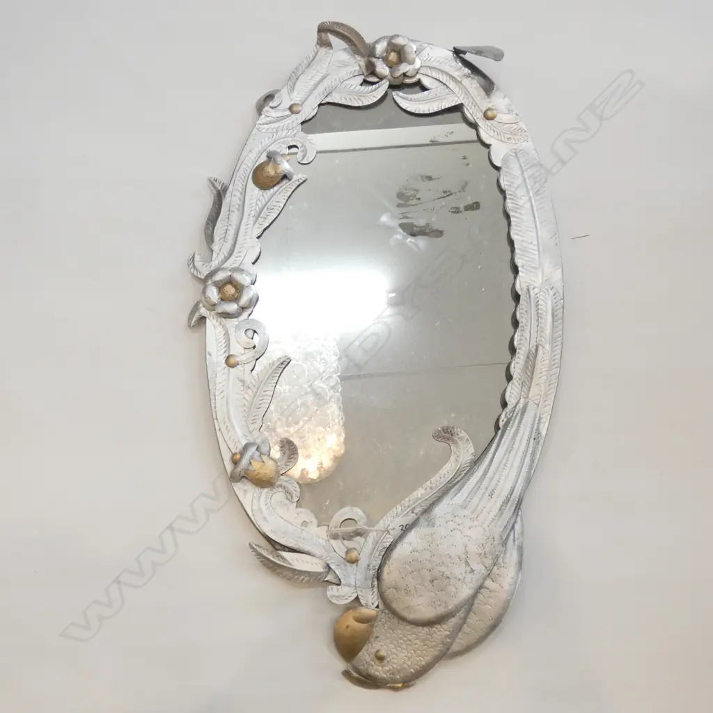 TIN MIRROR PARROT MOTIF  Image 1++