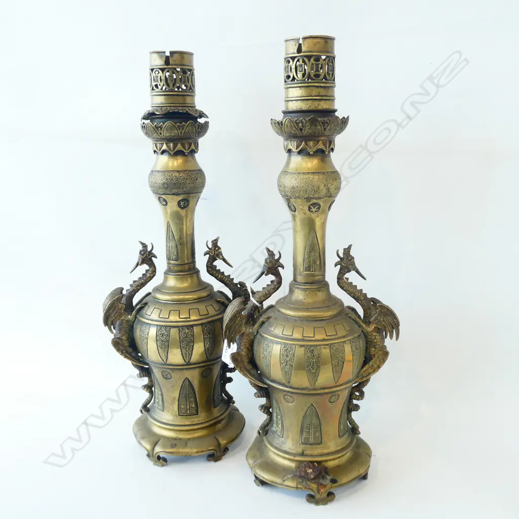 PR OF HEAVY BRASS VASES NOT COMPLETE H 520 MM Image 1++