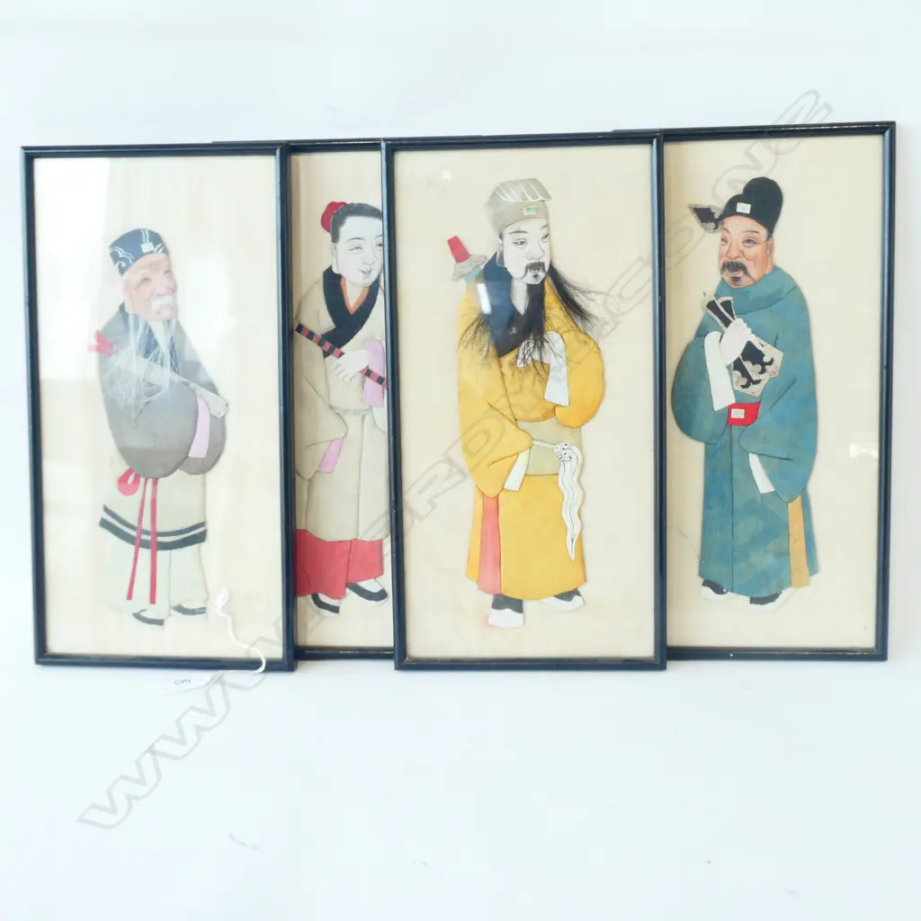 4 FRAMED ORIENTAL PICTURES H 340 MM Image 1++