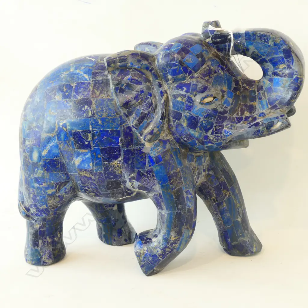 HEAVY BLUE MOSAIC ELEPHANT L. 390MM  Image 1++