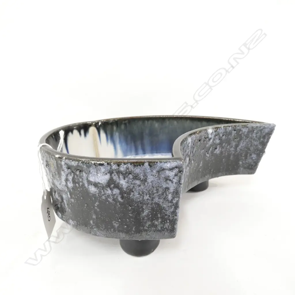 SALT GLAZED DEMI-LUNE IKEBANA VASE (STAMPED) Image 1++