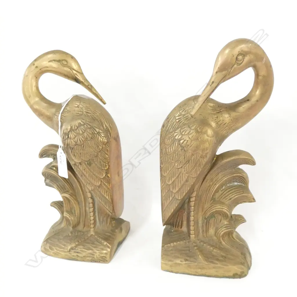 PR OF BRASS SWAN BOOKENDS H 270 MM Image 1++