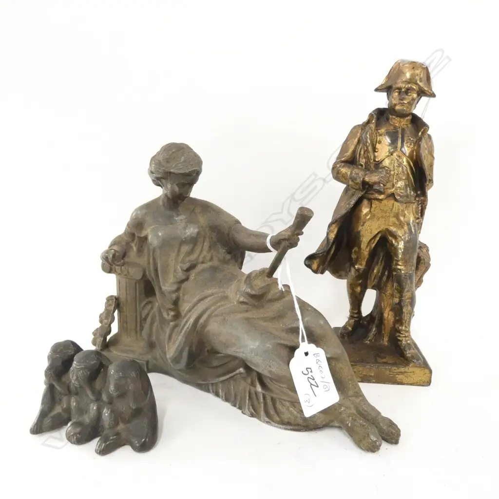 METAL FIGURE OF NAPOLEON/3 MONKEYS + CLASSICAL FIGURE H 220 MM Image 1++