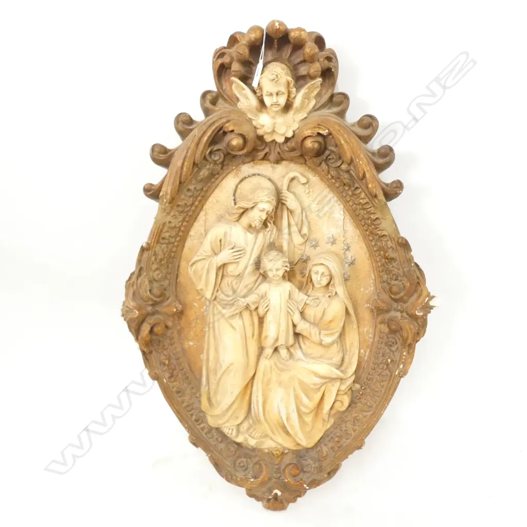 PLASTER HOLY FAMILY PLAQUE H. 750MM Image 1++