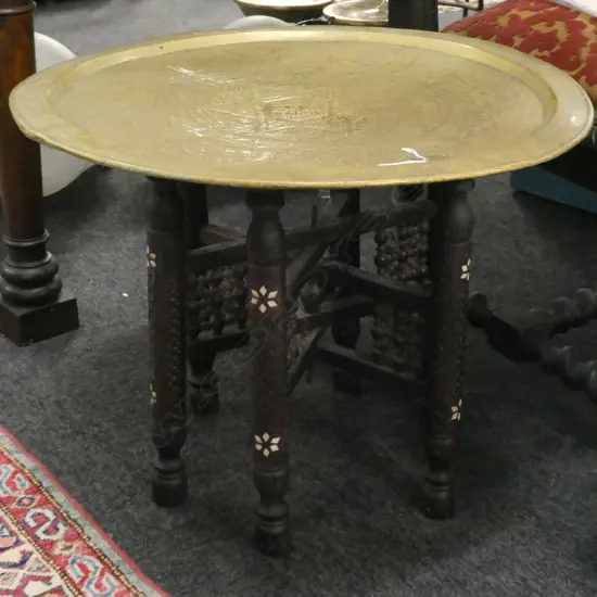 BRASS FOLDING TABLE D 600 MM