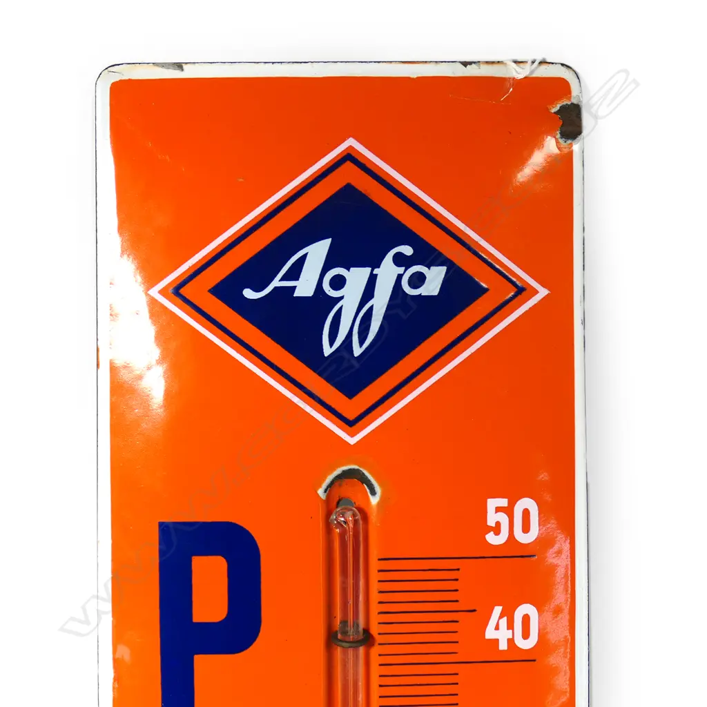 LG VINTAGE ENAMEL AGFA ADVERTISING THERMOMETER, 530 X 145MM Image 1++