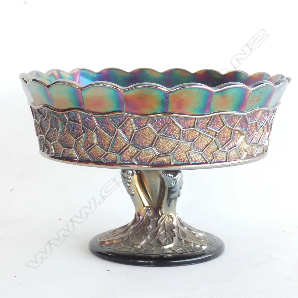 BLACK CARNIVAL GLASS COMPORT D 210 MM Image 1++