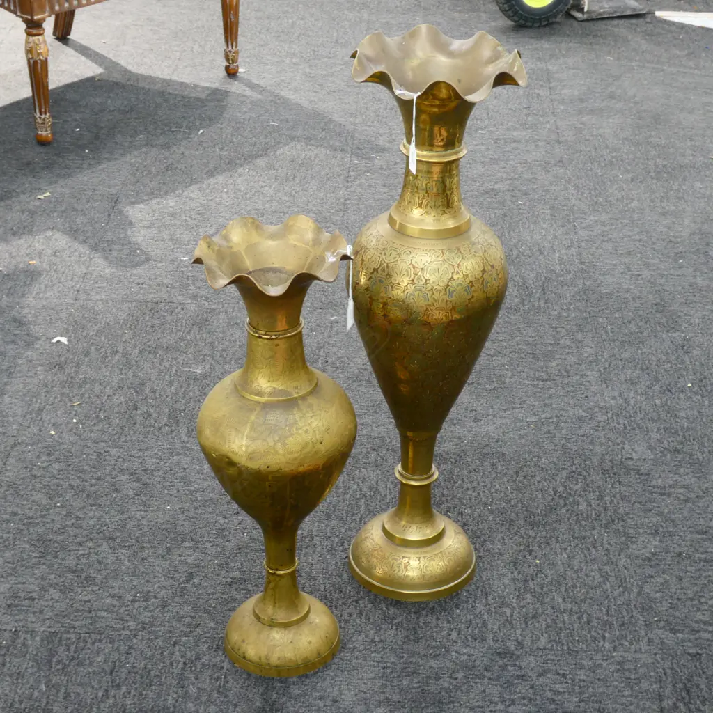 2 LARGE BRASS VASES TALLEST 800 MM Image 1++
