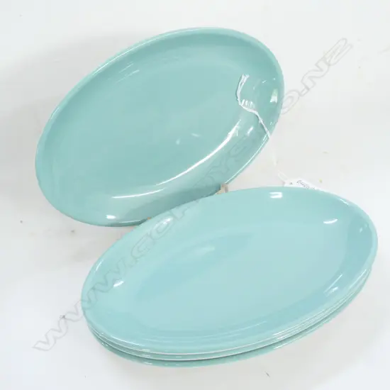 CROWN LYNN TEAL FOUR OVAL DISHES L 230MM