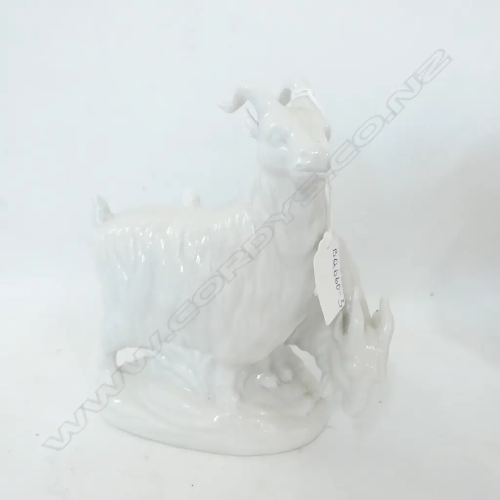 OLD WHITE PORCELAIN GOATS MONEY BOX. H. 180MM Image 1++