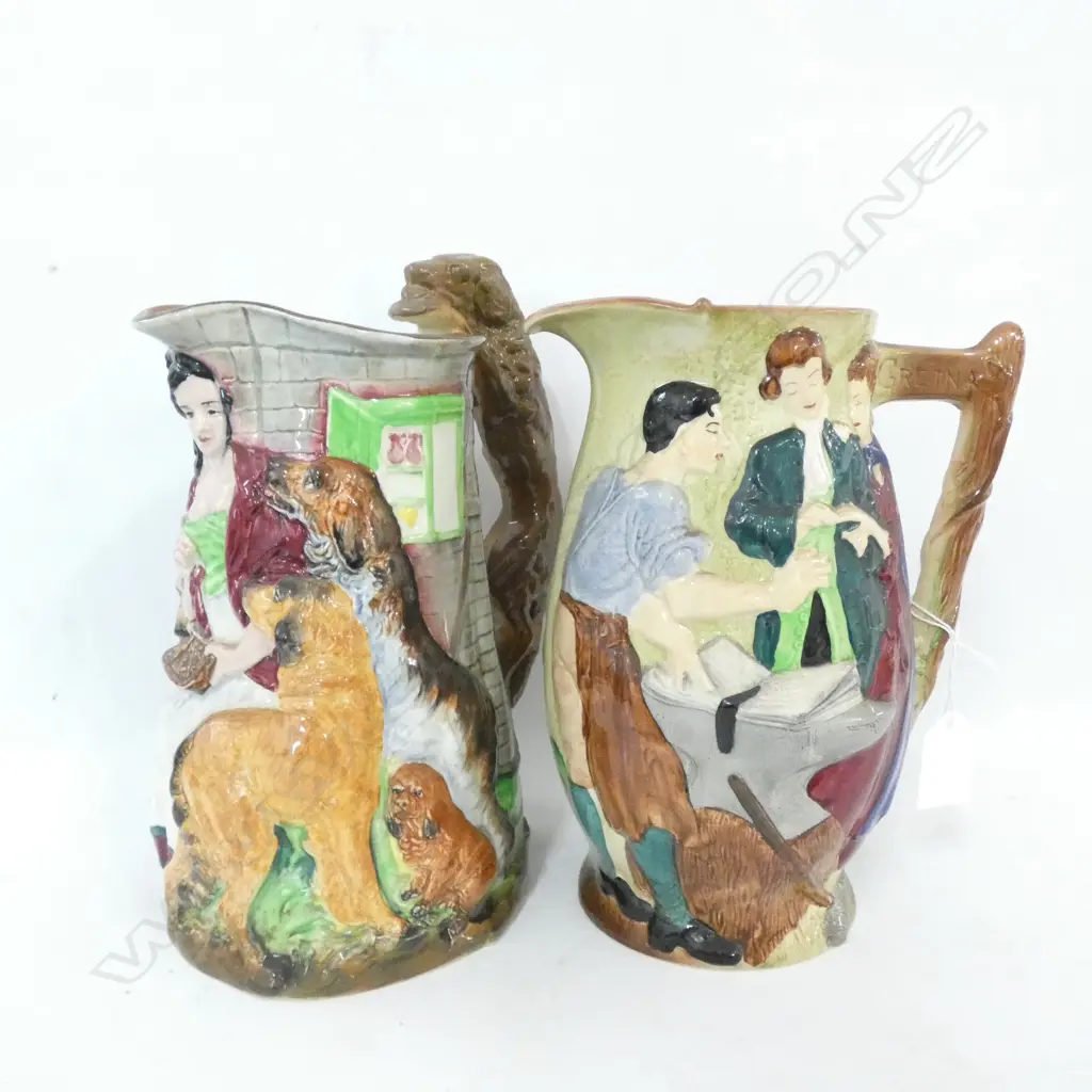 2 BURLEIGH WARE JUGS MARRIAGE + FEEDING TIME H 250 MM Image 1++