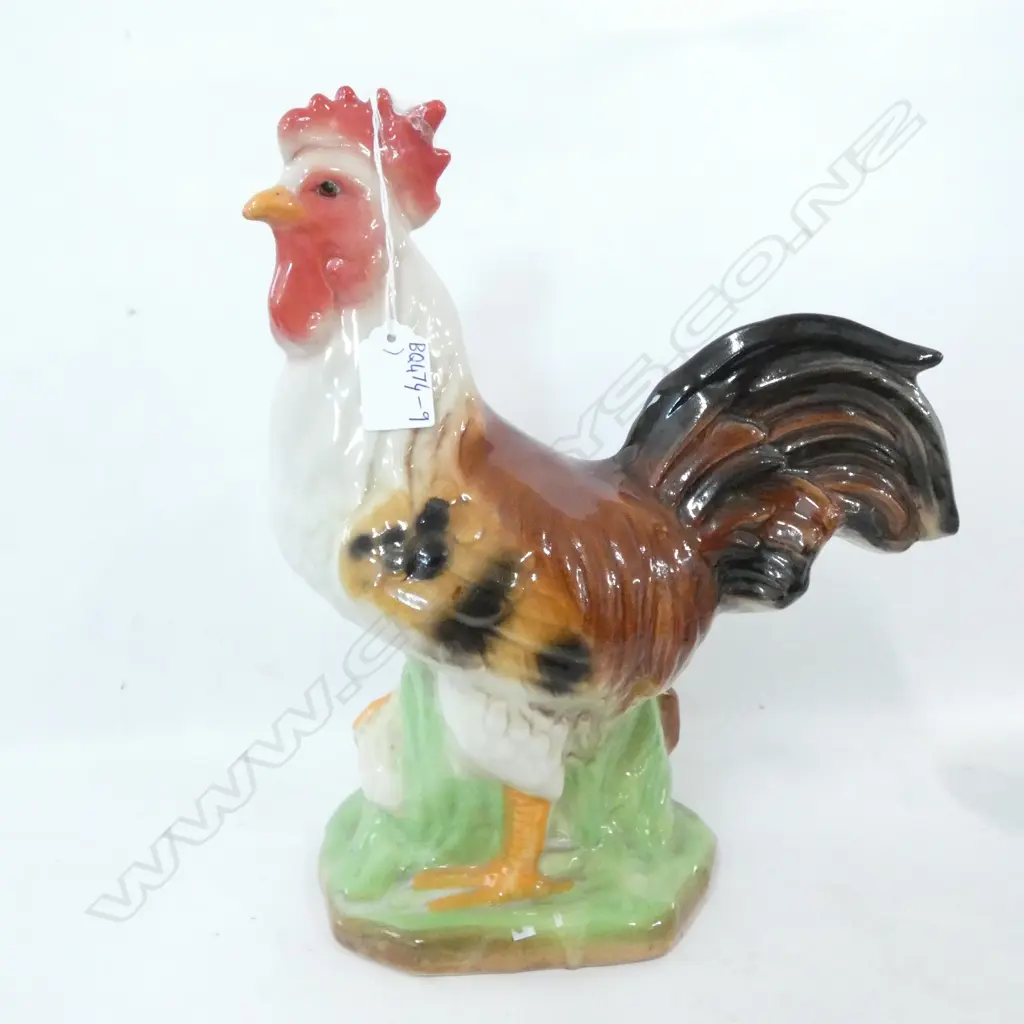 LARGE MAJOLICA STONEWARE ROOSTER H.320mm Image 1++