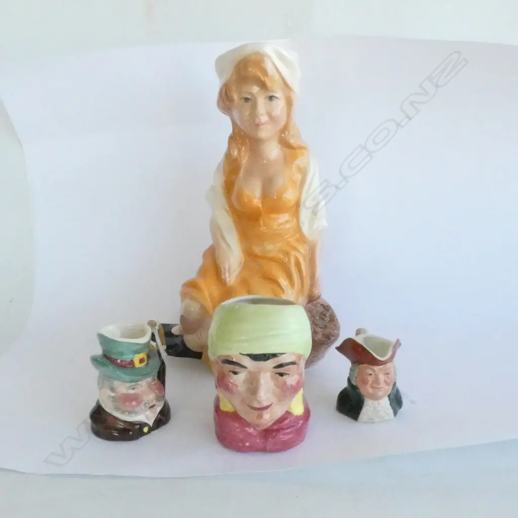 4 CHARACTER JUGS; LG MOLLY MALONE (H.260MM) & 3 SMALL TOBY JUGS INCL. THE SQUIRE & CABBY Image 1++