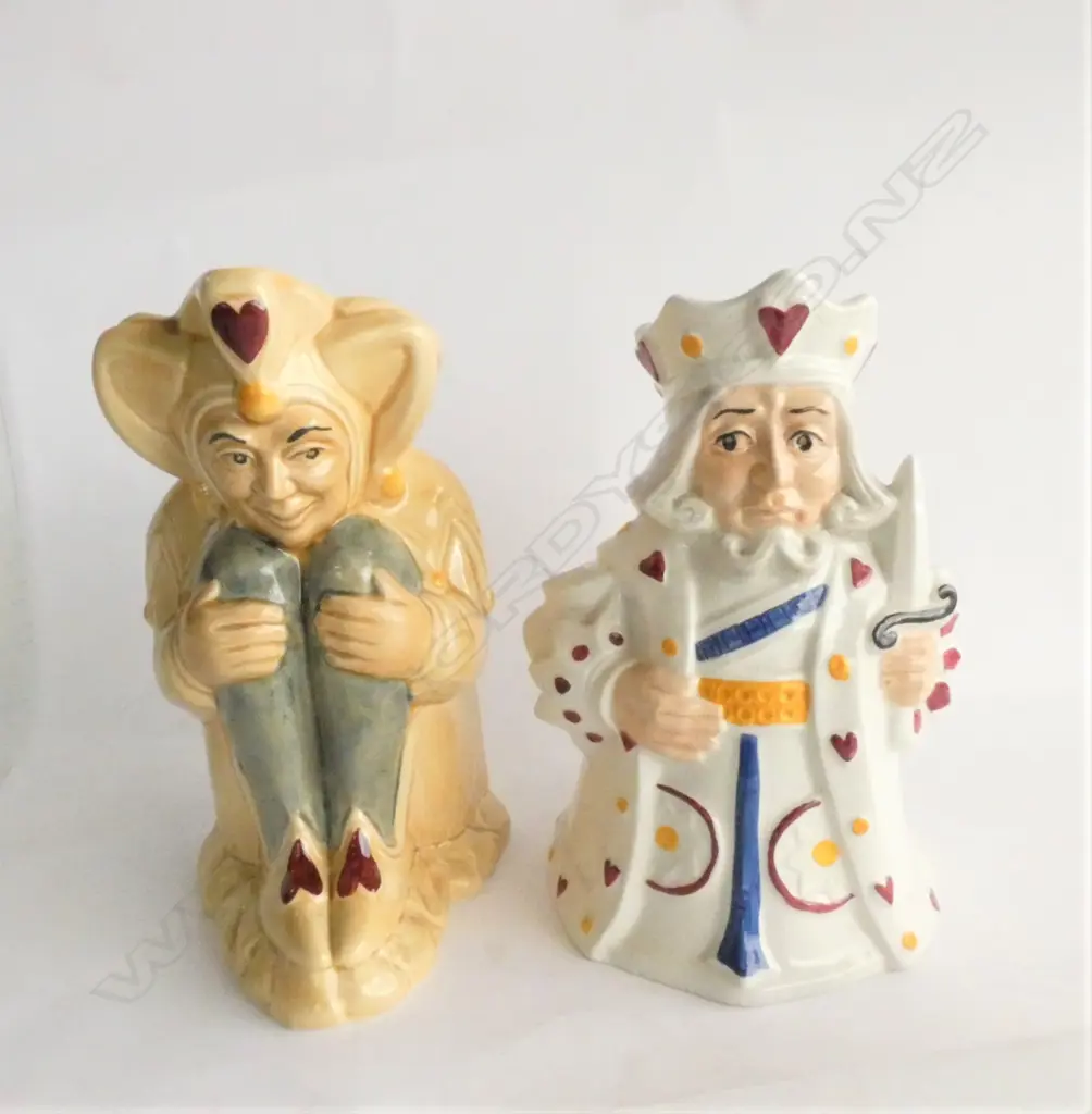PR CHARACTER JUGS; JESTER & KING OF HEARTS. TALLEST 175MM Image 1++