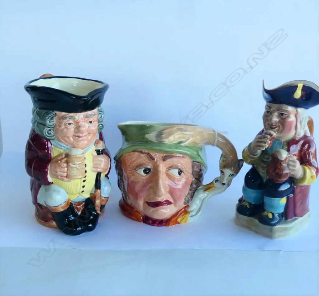 THREE CHARACTER JUGS; 'GAME KEEPER', 'JOLLY TOBY' & TOBY PHILPOTT LARGEST H. 160MM Image 1++