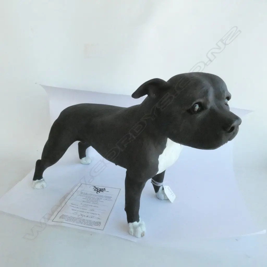 NORTH LIGHT CERAMIC RESIN LIMITED EDITION SCULPTURE 128/1000, STAFFORDSHIRE BULL TERRIER.  Image 1++