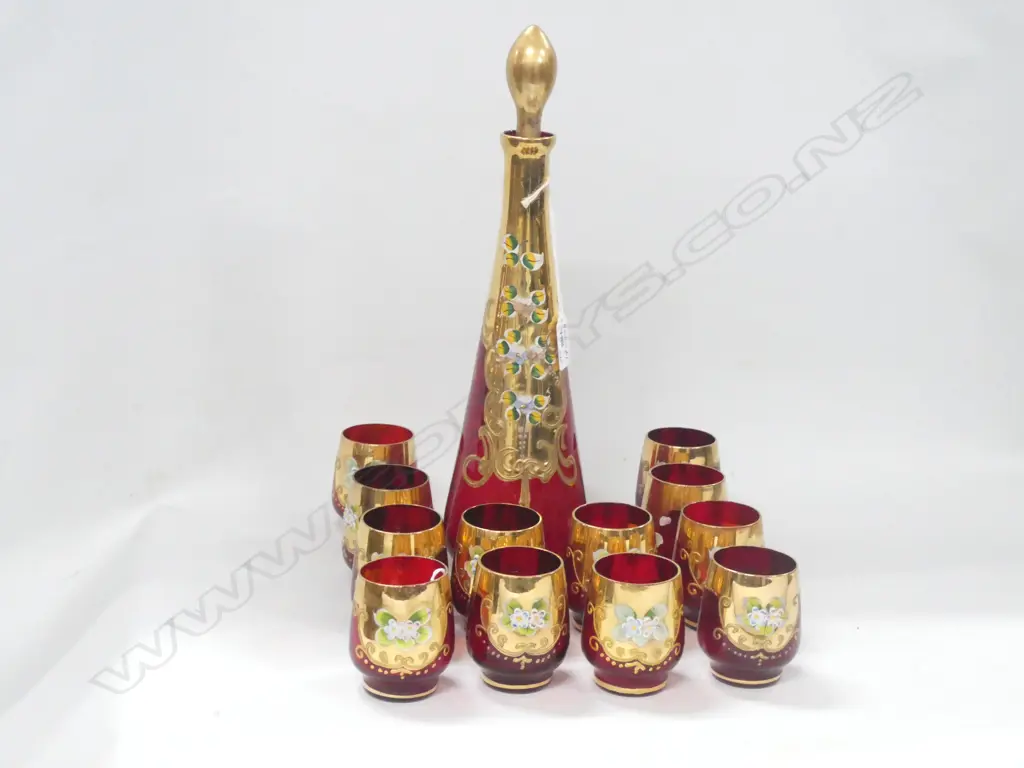VENETIAN GLASS DECANTER + 12 GLASSES H 370 MM Image 1++