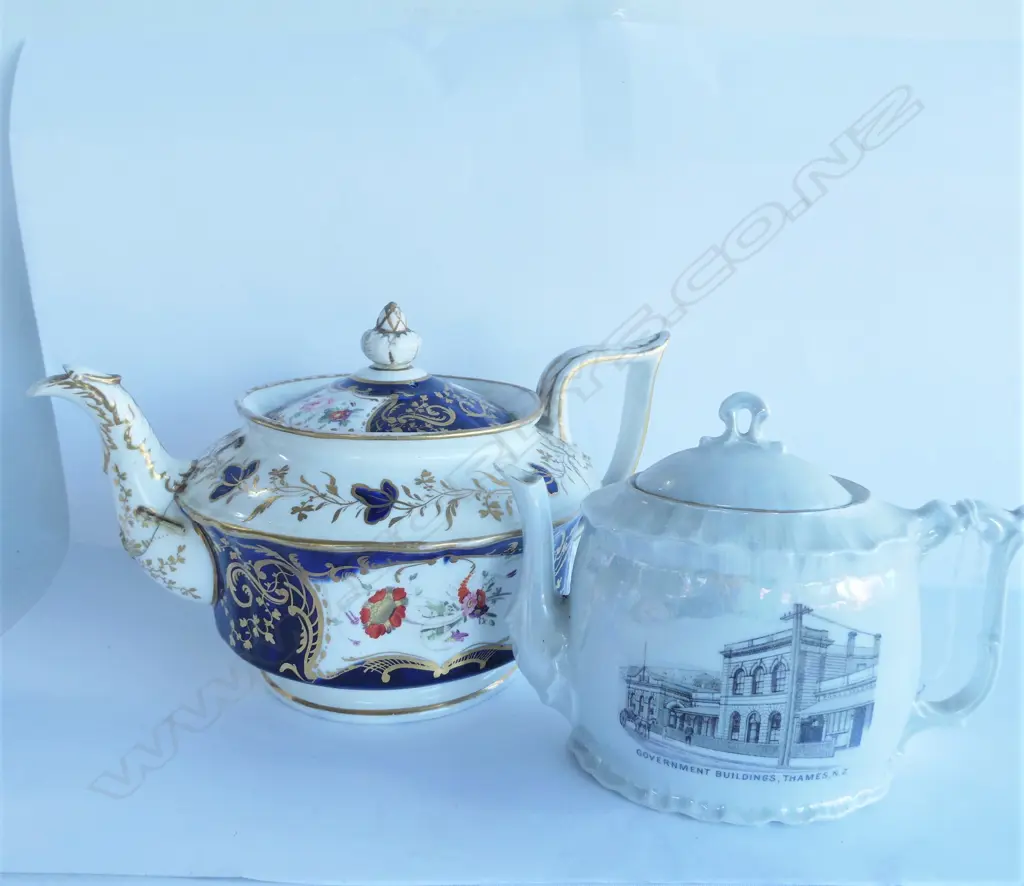 2 TEAPOTS; DERBY AF & THAMES SOUVENIR Image 1++