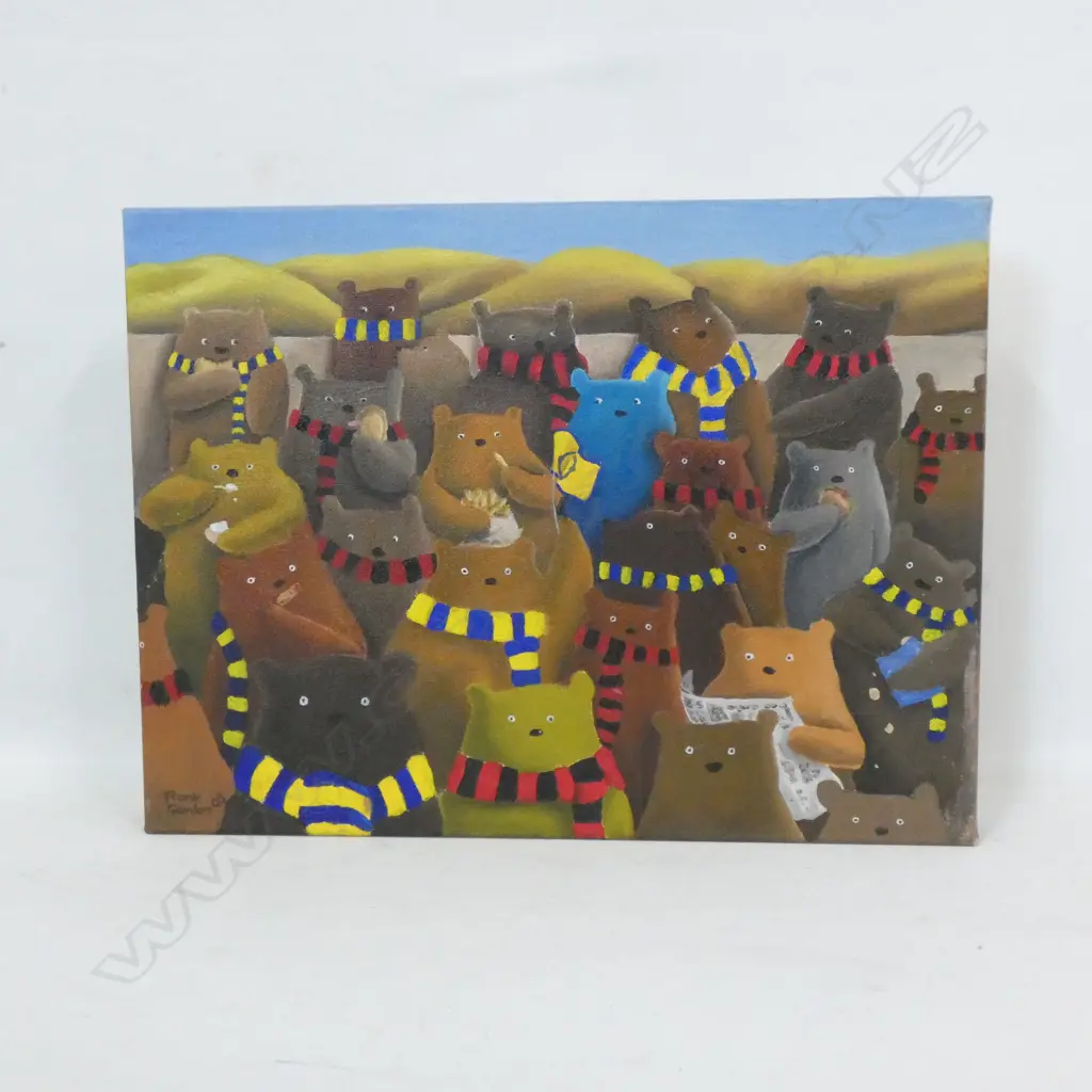FRANK GORDON 'OTAGO VS. CANTERBURY (BEARS) OIL ON CANVAS '05 300 X 500MM Image 1++