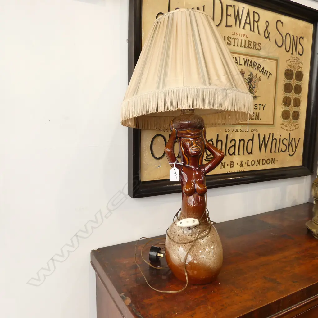 RETRO AFRICAN NUDE LADY LAMP H. 750MM Image 1++