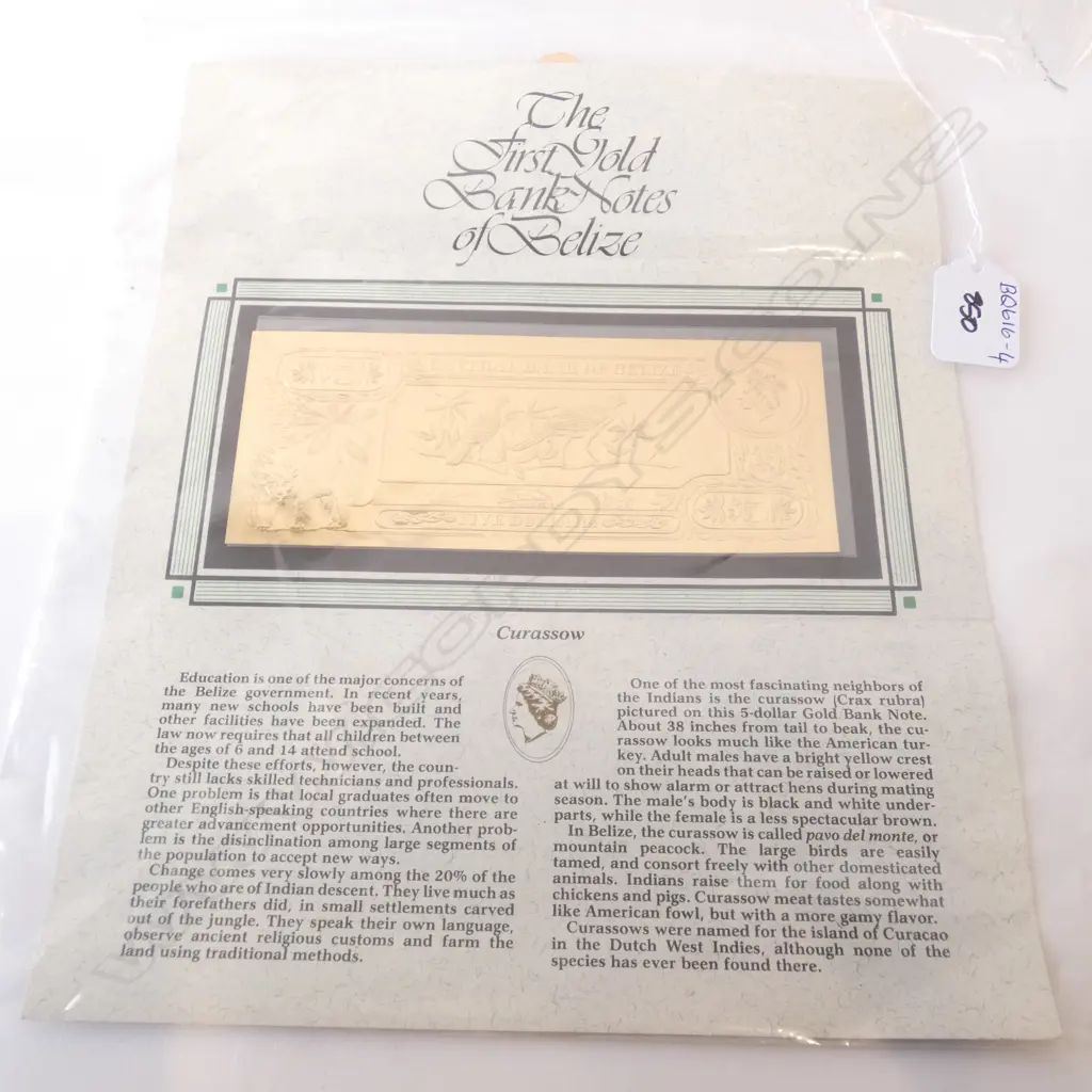 FIRST GOLD BANK NOTE OF BELIZE  Image 1++