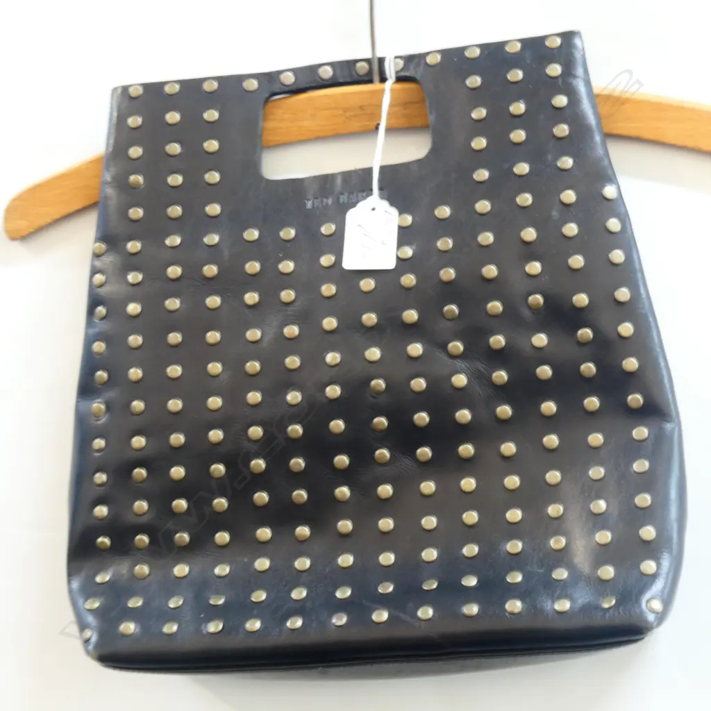 TED BAKER BLACK LEATHER WITH METAL STUDS 310 X 280mm Image 1++