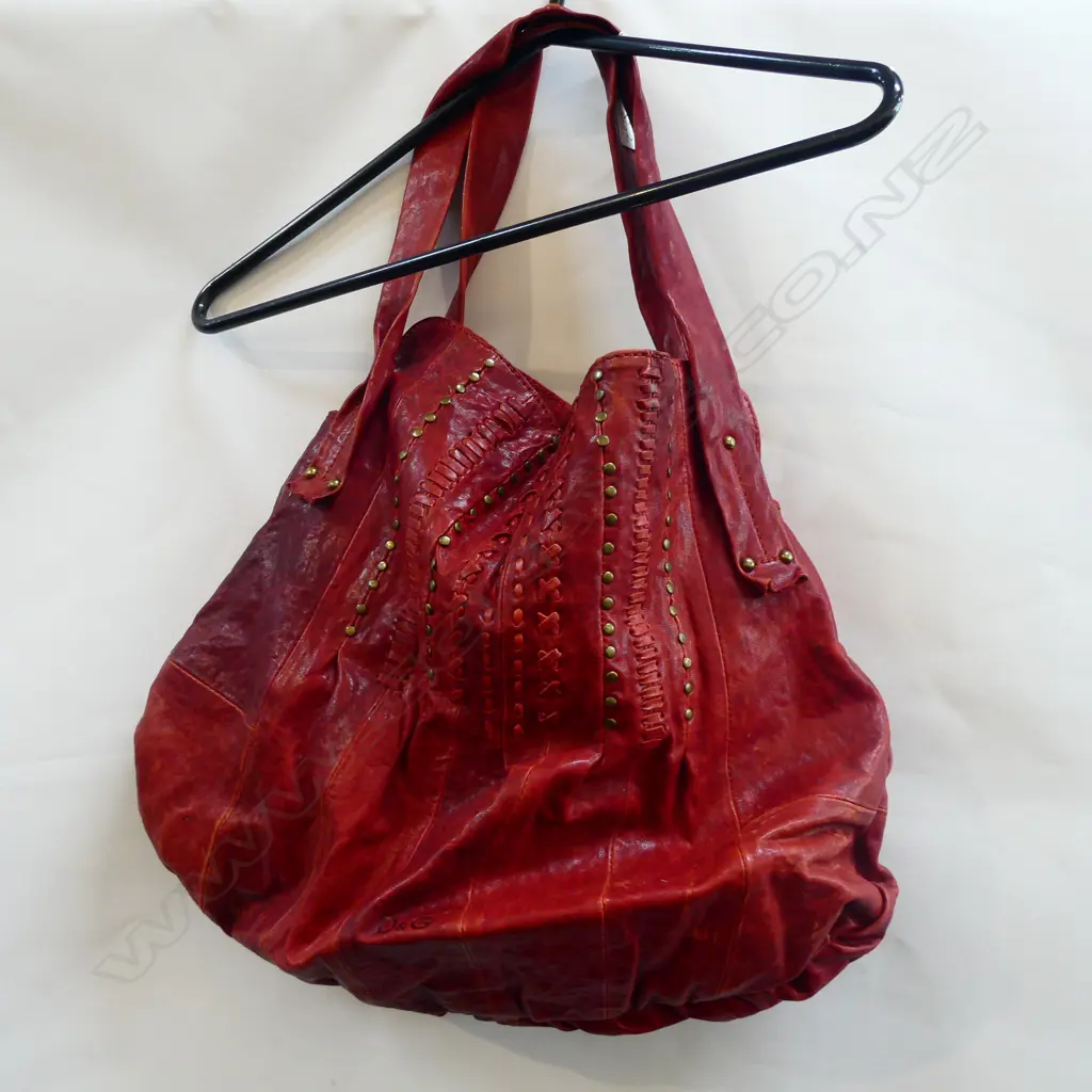 DOLCE & GABBANA VINTAGE LEATHER HANDBAG WOVEN ACCENTS Image 1++