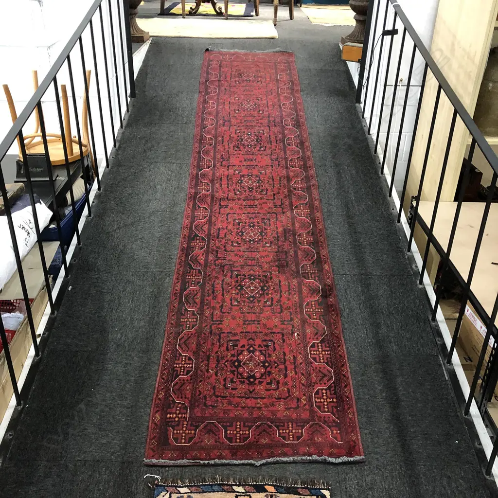 HAND KNOTTED PERSIAN AFGFHAN RUNNER L3680 W800 Image 1++