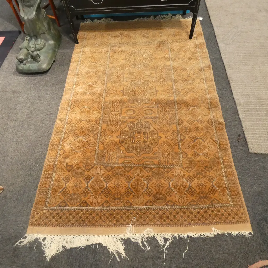 FINELY HAND KNOTTED SILK FRINGE TURKISTAN RUG Image 1++