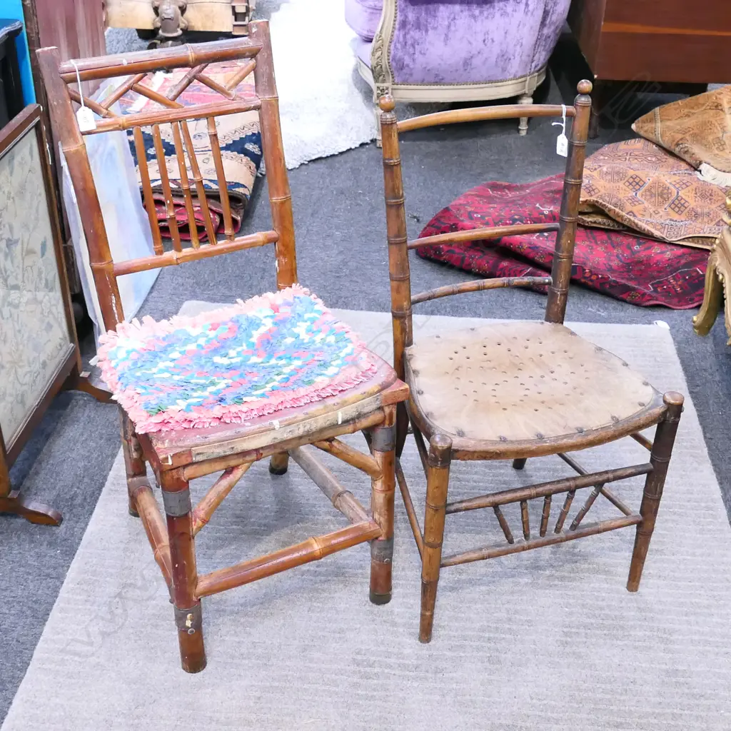 2 EDWARDIAN KITCHEN CHAIRS  Image 1++