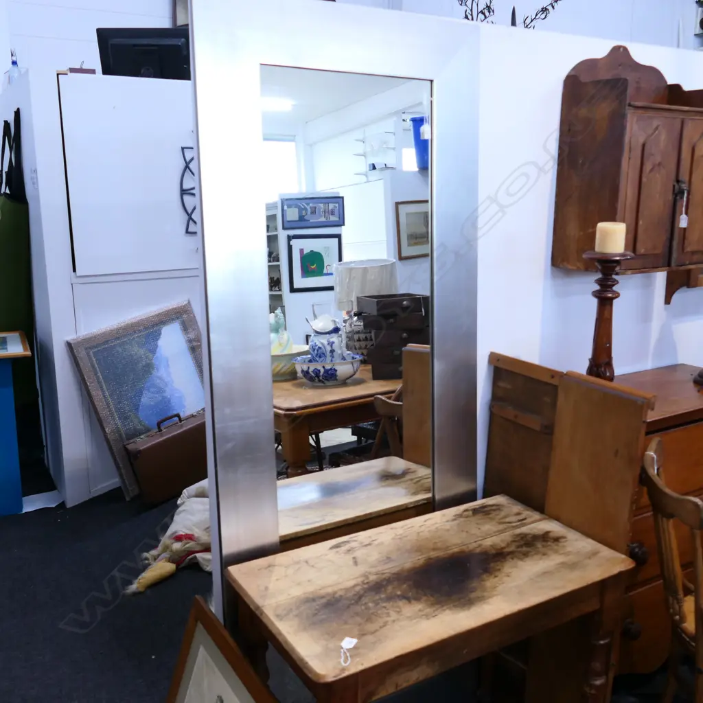 SILVERED FRAME FULL LENGTH MIRROR. H.2000 X W.800mm Image 1++