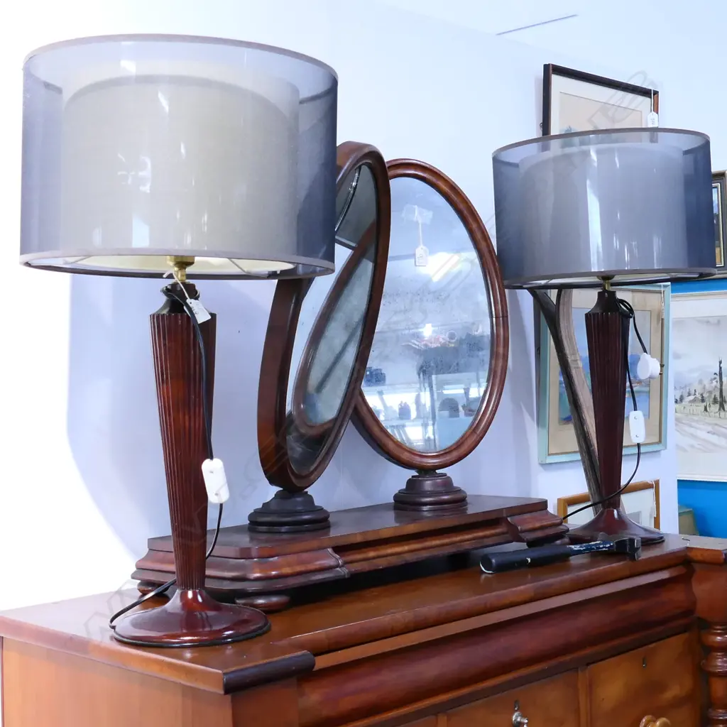 PR MAHOGANY SIDE LAMPS H. 760MM Image 1++