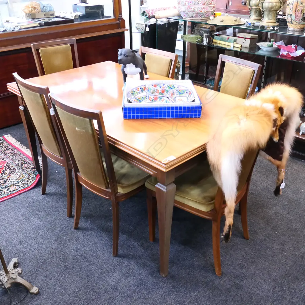 EXTENDABLE DINING TABLE + 6 VELVET CHAIRS Image 1++