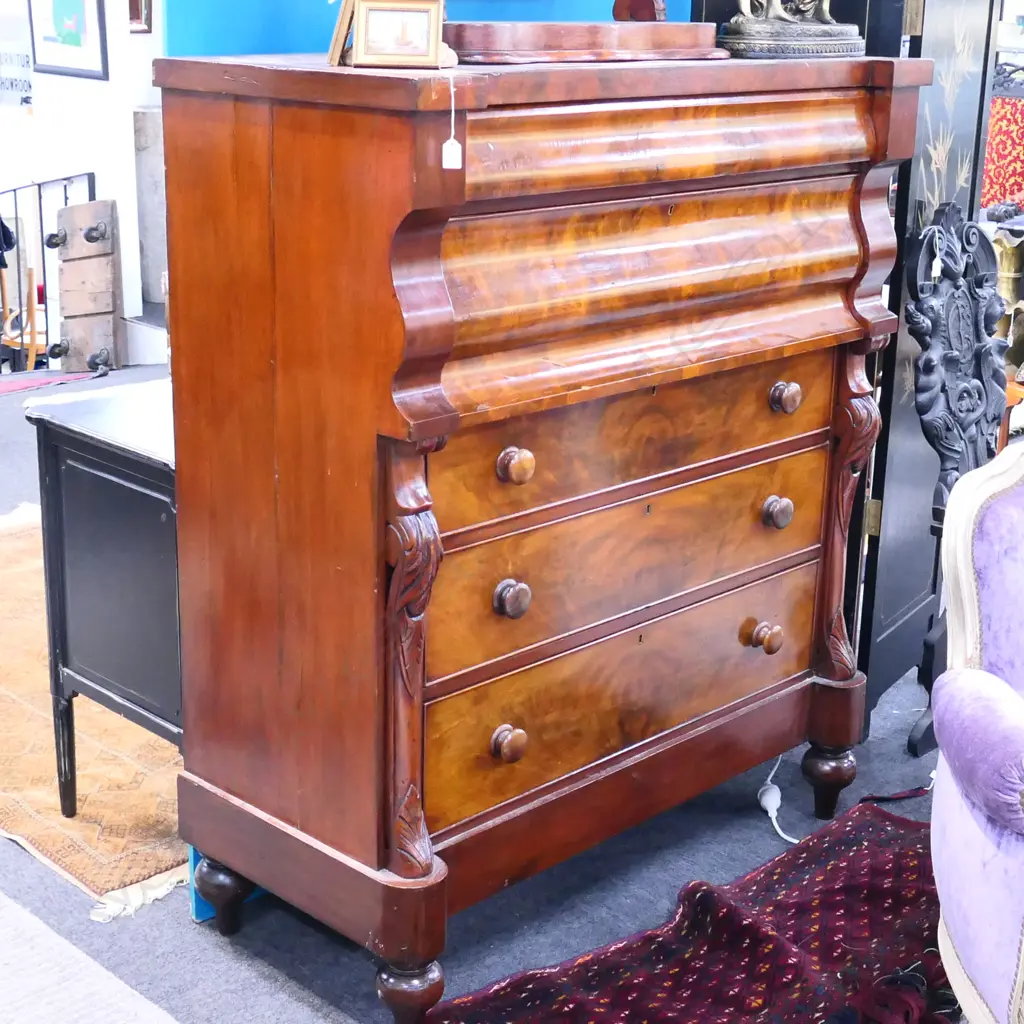 VICTORIAN 5 DRAWER SCOTCH CHEST H. 1450MM W. 1220MM Image 1++