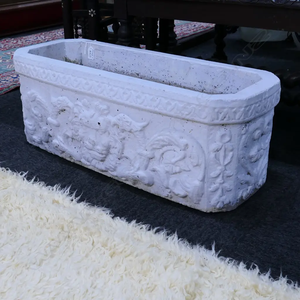 HEAVY CLASSICAL CONCRETE PLANTER LION MASKS ETC  Image 1++