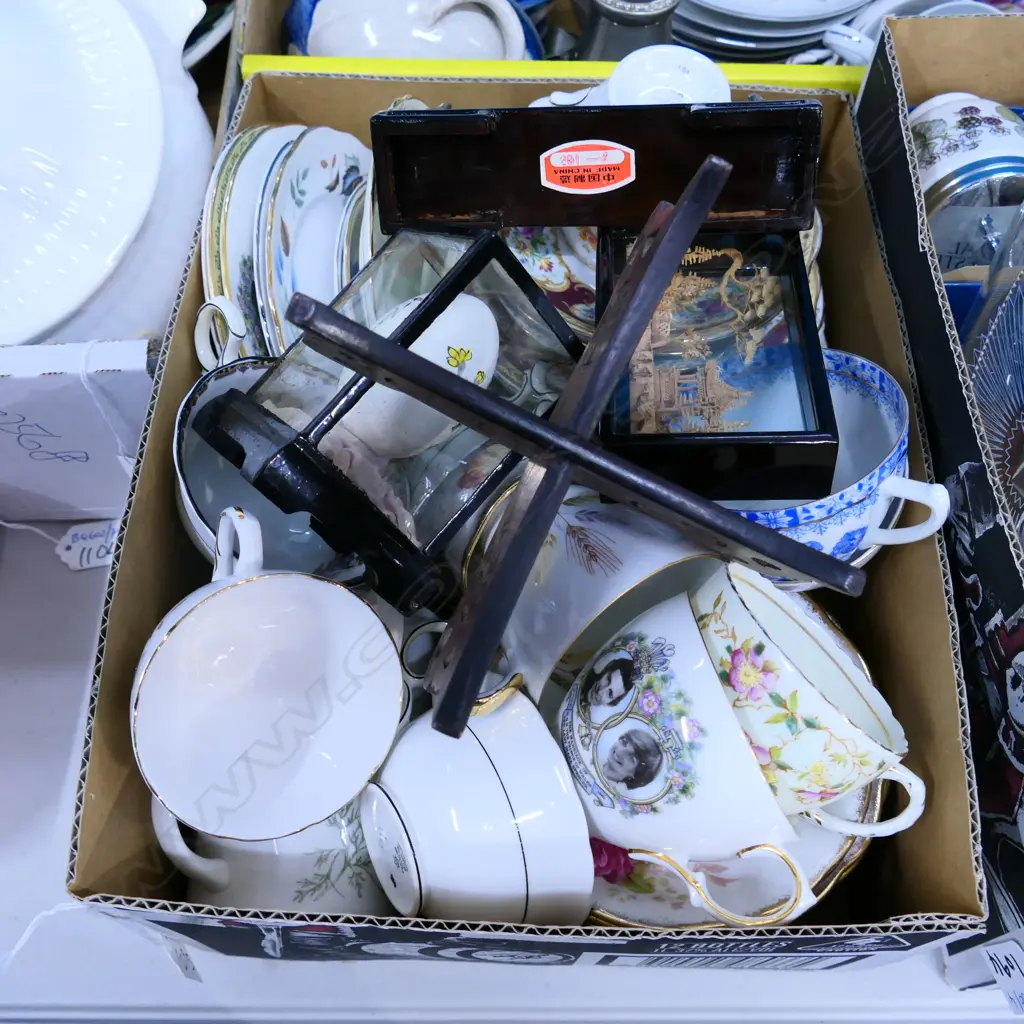BOX LOT ASST. CHINA; TEACUPS ETC Image 1++