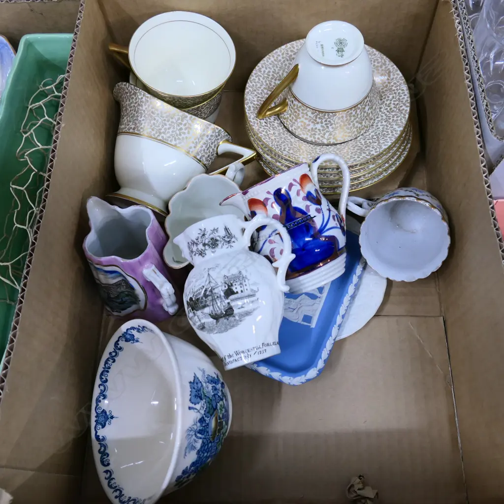 BOX ASST. CHINA INCL. MASONS & ROYAL DOULTON  Image 1++