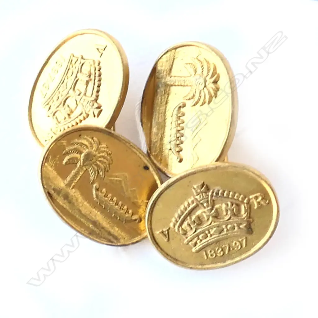 PAIR COLONIAL GOLD PLATED CUFFLINKS 1897 Image 1++