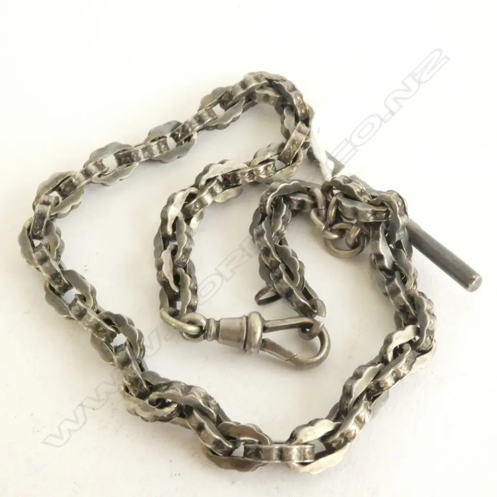 WATCH CHAIN, STERLING SILVER, ANTIQUE Image 1++