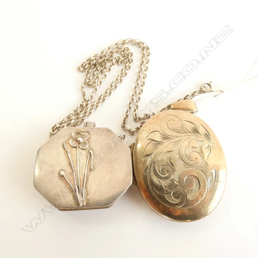 2 STERLING PCES; LOCKET & PERFUME ON 925 CHAIN 22 GRAMS Image 1++
