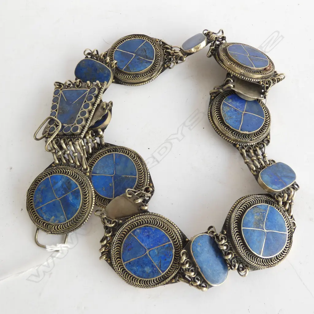 OLD AFGHAN SILVER AND LAPIS LAZULI BELT Image 1++