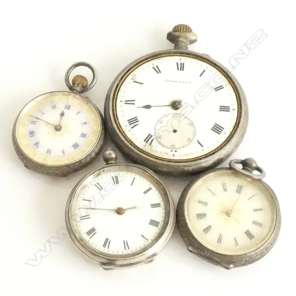 3 Ladies , 1 gents sliver Pocket watches Image 1++