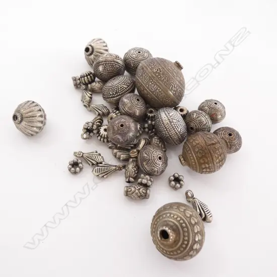 BAG ASST OLD METAL BEADS - VARIOUS SHAPES & SIZES 