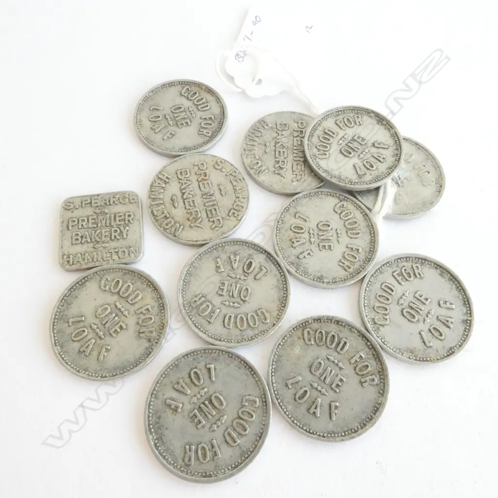   12 OLD NZ BREAD TOKENS Image 1++